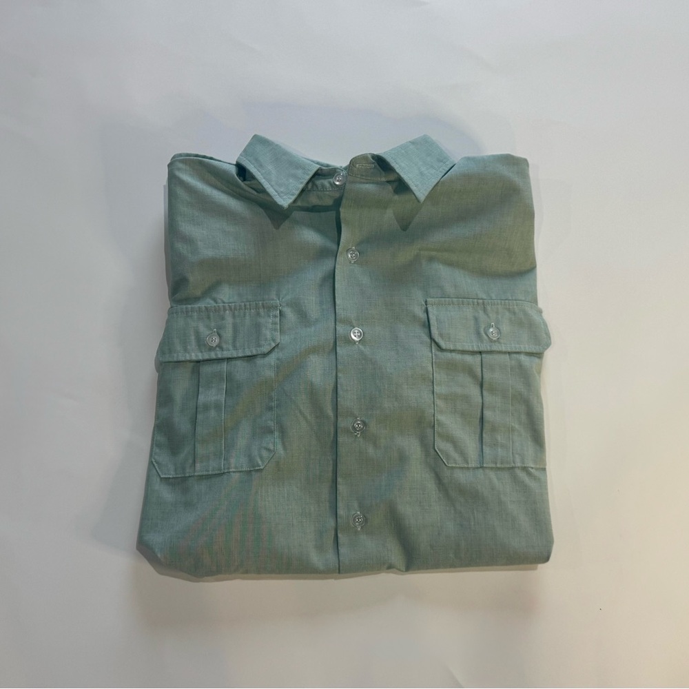 US Military DSCP AG-415 Shirt Mens Size 17 Green Short Sleeve Uniform - Picture 10 of 11